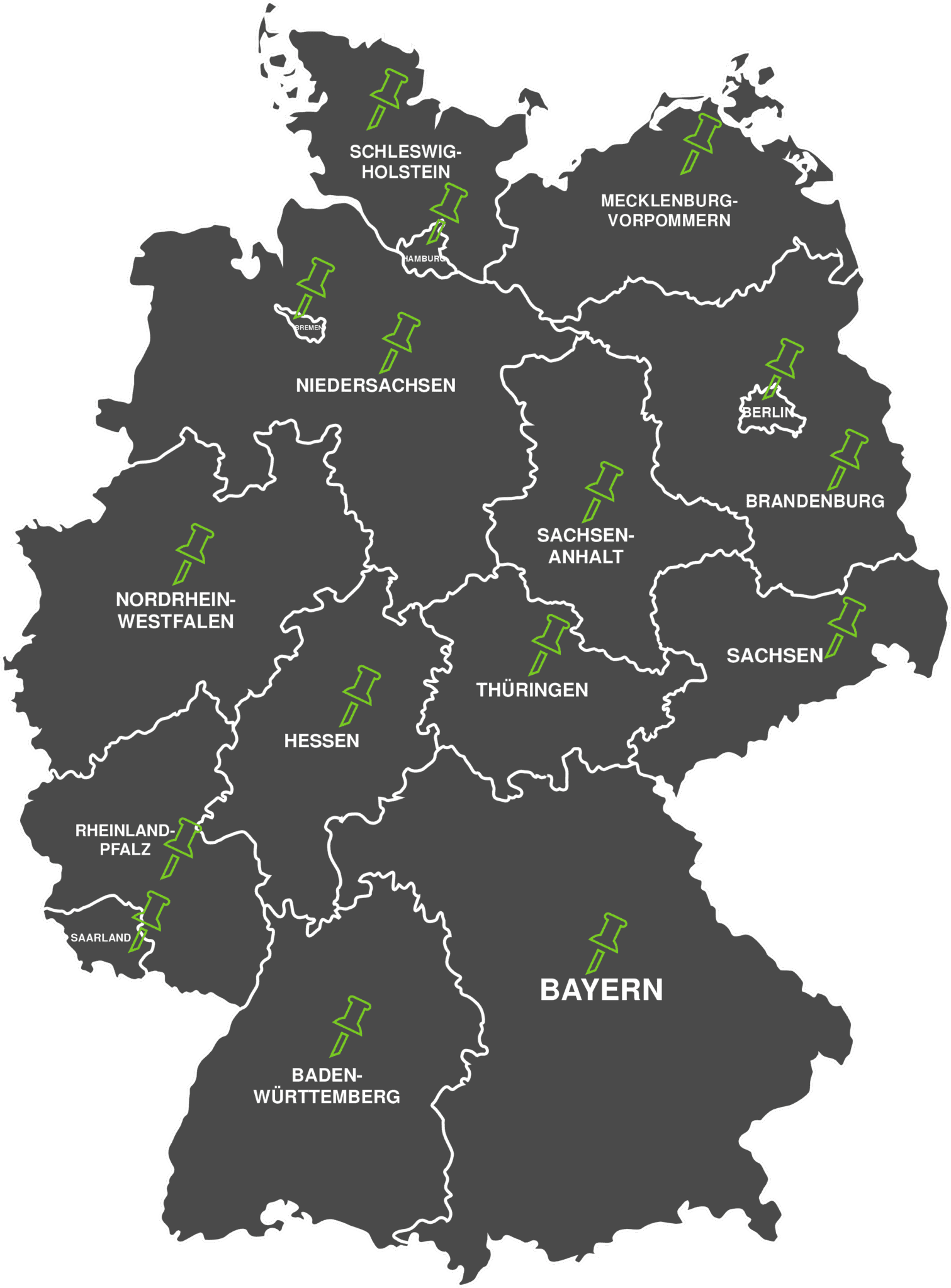 Karte Deutschland mit noBaxx-Einsatzgebieten